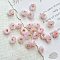 Two Tone Transparent Resin Charms, Flower Charm, with Golden Zinc Alloy Loop & Glitter Powder, Pink, 9mm