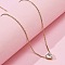 304 Stainless Steel Crystal Cubic Zirconia Heart Pendant Necklaces for Women, Ion Plating(IP), Golden, 16.73 inch(42.5cm)