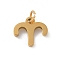 304 Stainless Steel Charms, with Jump Ring, Golden, Constellation Charm, Aries, 9x10x1.5mm, Hole: 3mm