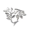 Non-Tarnish 304 Stainless Steel Rings, Open Cuff Ring, Leaf Wide Band Ring for Women, Stainless Steel Color, 2mm, Inner Diameter: 17mm
