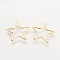 Brass Linking Rings, Nickel Free, Real 18K Gold Plated, Star, 13.5x14x1mm