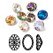 K9 Glass Rhinestone Pointed Back Cabochons, Back Plated, Faceted, Diamond, Flower Pattern, Mixed Color, 10x6mm