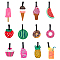 12Pcs 12 Style Plastic & Silicone Luggage Tag, Iron Buckle Travel ID Labels, Suitcase Name Tags, Food Theme, Cake/Ice Cream/Fruit, Mixed Color, 115~215mm, 1pc/style