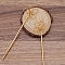 Iron Hair Stick Findings, with Iron Pins, Flower, Golden, 135x35x12mm
