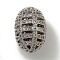 Brass Micro Pave Cubic Zirconia Beads, Cadmium Free & Nickel Free & Lead Free, Oval, Platinum, 16.5x11.5mm, Hole: 1.4mm