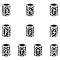 10Pcs 10 Styles 304 Stainless Steel European Beads, Large Hole Beads, Column with Runes/Futhark/Futhor, Antique Silver, 13.5x10mm, Hole: 6mm, 1pc/style
