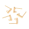 304 Stainless Steel Stud Earring Findings, Rectangle, Real 18K Gold Plated, 10x2mm, Hole: 1.8mm, Pin: 0.7mm