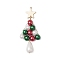 Glass Beads Big Pendants, with Golden Brass Finding, Christmas Tree with Star, Colorful, 54x23.5x8mm, Hole: 1.2mm
