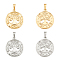 PVD Vacuum Plating 304 Stainless Steel Pendants, Flat Round with Tree of Life, Golden & Stainless Steel Color, 29x25.5x2mm, Hole: 3.5x8mm, 2 colors, 2pcs/color, 4pcs/box