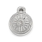 Tarnish Resistant 304 Stainless Steel Pendant Rhinestone Settings, Flat Round Links with Sun, Stainless Steel Color, Fit for 1.5mm Rhinestone, 13x10x2.5mm, Hole: 1.4mm