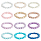12Pcs 12 Colors Glass Pearl Stretch Bracelets Set, Stackable Kids Bracelets, Mixed Color, Inner Diameter: 1-7/8 inch(4.8cm), 1Pc/color