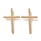 Brass Micro Pave Cubic Zirconia Pendants, Lead Free & Cadmium Free, Long-Lasting Plated, Cross, Clear, Golden, 28x18x2mm, Hole: 1.5mm