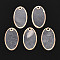 Natural Capiz Shell Pendants, Oval with Light Gold Tone Brass Edged, Clear, 29.5~30x17.5~18x1mm, Hole: 1.8mm