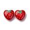 Opaque Acrylic Beads, Heart with Fruit, Strawberry, 17x18x8.5mm, Hole: 1.6mm