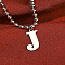 Alloy Ball Chain Pendant Anklets, Letter Charm Anklets, Platinum, Letter J, 7-7/8 inch(200mm)