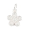 925 Sterling Silver Flower Charms with Jump Rings, Silver, 11.5x7x1.5mm, Hole: 2mm