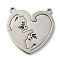 Non-Tarnish 304 Stainless Steel Split Pendants, Heart with Cat Charm, Stainless Steel Color, 29.5x29x1.5mm, Hole: 2mm, 2pcs/set