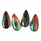 Natural Brazilian Agate Pendants, Dyed & Heated, Teardrop, Green, 39~40x17~18x6~7mm, Hole: 1.5mm