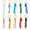 Nylon Thread Keychain with Cross and Evil Eye Charm, with Iron Split Key Rings, Mixed Color, 11cm, 10pcs/set