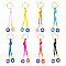 Polyester Cords & Alloy Enamel Evil Eye Keychain, with Iron Findings, Mixed Color, 120mm, 8pcs/set