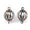 Brass Hollow Lantern Bead Cage Connector Charms, with Crystal Rhinestone Beads Inside, Gunmetal, 18x12x12mm, Hole: 1.6mm