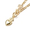 Heart & Rose Brass Pendant Necklace 304 Stainless Steel Chains for Women, Golden, 17.32 inch(44cm)