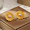 Stylish 304 Stainless Steel & Imitation Pearl Flower Stud Earrings for Women's Daily Wear, Golden, 24.56mm