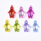 Transparent Acrylic Pendants, Faceted, Penguin, Mixed Color, 48x29x16mm, Hole: 3mm, about 68pcs/500g