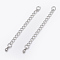 Tarnish Resistant 304 Stainless Steel Chain Extender, Curb Chains, with Teardrop Charms, Stainless Steel Color, 62x3mm, Hole: 3.5mm, Jump Rings: 4x0.8mm