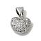 Brass Micro Pave Cubic Zirconia Charms, Cadmium Free & Nickel Free & Lead Free, Heart, Platinum, 10.5x10.5x5mm, Hole: 4.5x3.5mm