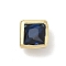 Square Brass Micro Pave Cubic Zirconia Cabochons, Rack Plating, Long-Lasting Plated, Lead Free & Cadmium Free, Real 18K Gold Plated, Dark Blue, 5x5x3.5mm
