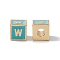 Rack Plating Brass Enamel Beads, Cadmium Free & Nickel Free & Lead Free, Real 18K Gold Plated, Cube with Letter, Sky Blue, Letter.W, 6x6x6mm, Hole: 2.5mm