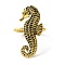Alloy Napkin Rings, Napkin Holder Adornment, Restaurant Daily Accessaries, Antique Golden, Ocean Theme, Sea Horse Pattern, 3mm, Inner Diameter: 29mm, Sea Horse: 58.5x28mm