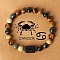Twelve Constellations Natural Tiger Eye & Picture Jasper & Rhyolite Jasper Round & Column Beaded Stretch Bracelets for Women Men, with Gift Card, Cancer, 2-3/8 inch(6cm)