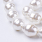 Shell Pearl Beads Strands, Teardrop with Helmix, White, 22~23x17~18mm, Hole: 1mm, about 17pcs/strand, 15.15 inch