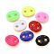 Brass Buttons, with Enamel, Real 18K Gold Plated, Long-Lasting Plated, 2-Hole, Oval, Mixed Color, 19.5x15x3mm, Hole: 3mm