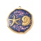 304 Stainless Steel Epoxy Resin with Natural Shell and Sequins Inside Pendants, Flat Round with Starfish and Shell Shape Charms, Real 18K Gold Plated, PVD Vacuum Plating, Purple, 28.5x26x3mm, Hole: 1.5mm