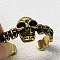 Adjustable Zinc Alloy Cuff Rings for Men, Skull, Antique Golden, Inner Diameter: 14~20mm