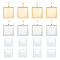 DIY Blank Square Pendant Making Kit, Including 304 Stainless Steel Pendant Cabochon Settings, Glass Cabochons, Golden, 16Pcs/box
