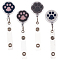 4 Pcs 4 Styles PVC Paw Badge Reel, Retractable Badge Holder, with Iron Alligator Clip, Lightweight & Easy Retracting, Mixed Color, 1pc/style