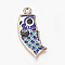 Alloy Enamel Pendants, Fish Flags, Golden, Dark Blue, 35x14x1.5mm, Hole: 2.8mm