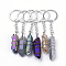 Rainbow Plated Natural Crystal Quartz Keychain, with Iron Findings, Nuggets, Mixed Color, 102~116mm