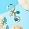 Alloy Enamel & Rhineston & Plastic Keychain, with Iron Findings, Marine Blue, 8cm