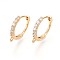 Brass Micro Pave Cubic Zirconia Hoop Earring Finding, Lead Free & Nickel Free & Cadmium Free, Ring, Real 18K Gold Plated, 16x16.5x2mm, Hole: 1.6mm, Pin: 0.8mm