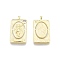 Brass Micro Pave Clear Cubic Zirconia Pendants, Cadmium Free & Nickel Free & Lead Free, Rectangle with Oval & Human, Real 18K Gold Plated, 30.8x16.5x3.2mm, Hole: 2x2.7mm