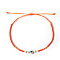 Bohemian Glass Seed Beaded Braided Bead Bracelets, Resin Evil Eye Jewelry for Women, Orange, Inner Diameter: 11 inch(28cm)