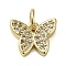 Brass Micro Pave Clear Cubic Zirconia Pendants, Butterfly, Real 18K Gold Plated, 8.5x11x2.5mm