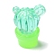 Transparent Resin Cabochons, Cactus with Paillette, Spring Green, 37.5x29x23mm