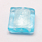 Handmade Silver Foil Lampwork Beads, Square, Light Sky Blue, 20x20x6mm
