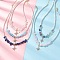 Alloy Crystal Rhinestone Star Pendant Natural Mixed Gemstone Chip and Round White Glass Pearl Beaded Necklaces, Golden, 16.14~16.26 inch(41~41.3cm)